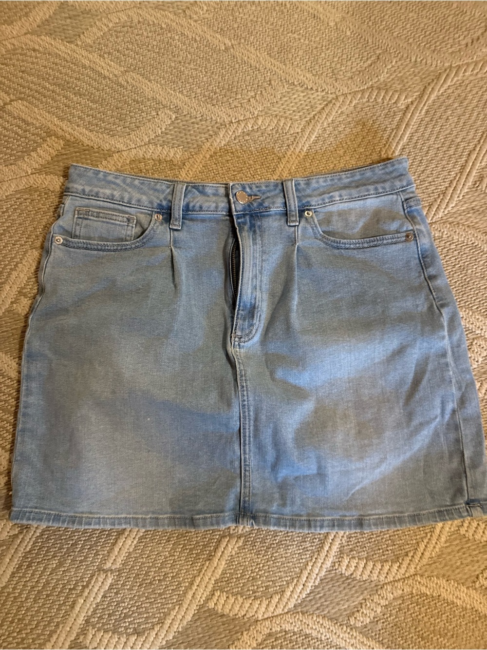 Just USA Light Wash Denim Mini Skirt